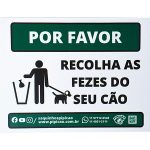 Placa “Por Favor – Recolha as Fezes do Seu Cão” em PVC 20x15cm